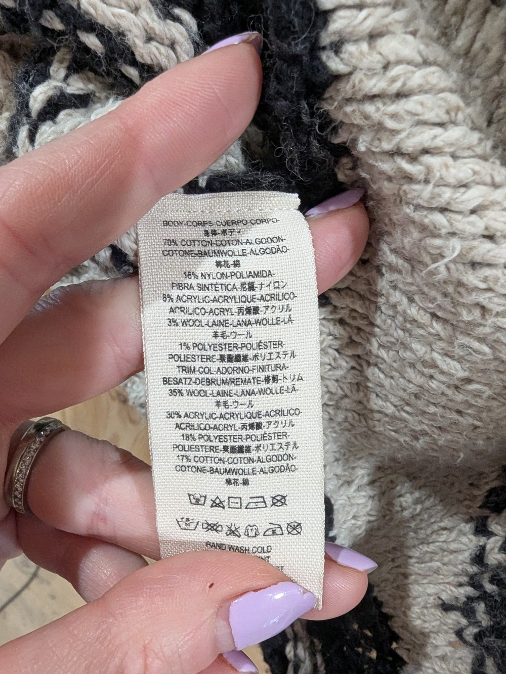 Free People Hooded Zip Cardigan in Beige and Black - Picture 10 of 10